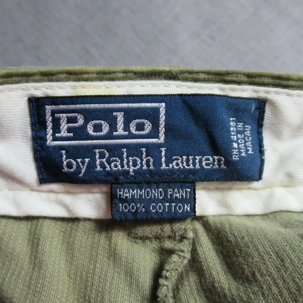 Vintage Polo Ralph Lauren Hammond Pant Corduroy Cuffed Green Men 38x32 Old Money